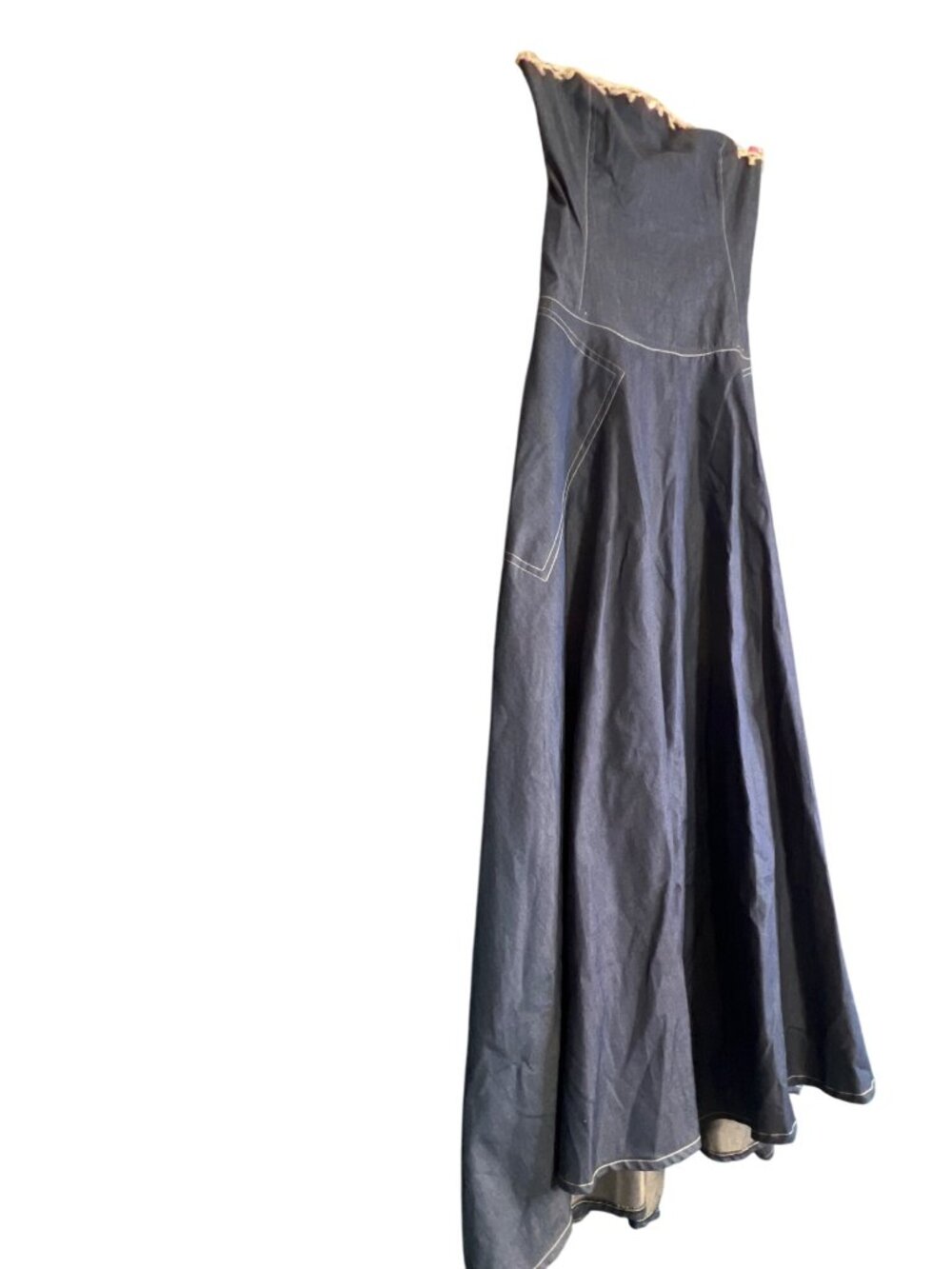 Vintage Strapless Denim Maxi Dress By In Love Paris - Picture 11 of 13